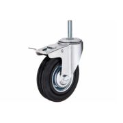 Колесо поворотное SCtB 93 75 мм резина с болтом и тормозом (F)