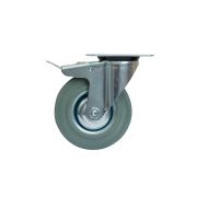 Колесо поворотное серая резина SCB 80 f 200 мм с тормозом